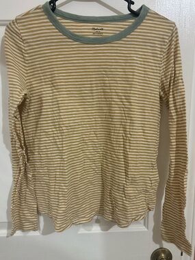 Madewell White and Yellow Striped T-Shirt